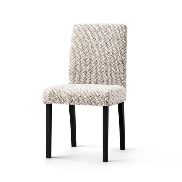 Housse bi-extensible microfibre gaufrée graphique spéciale chaise (beige)
