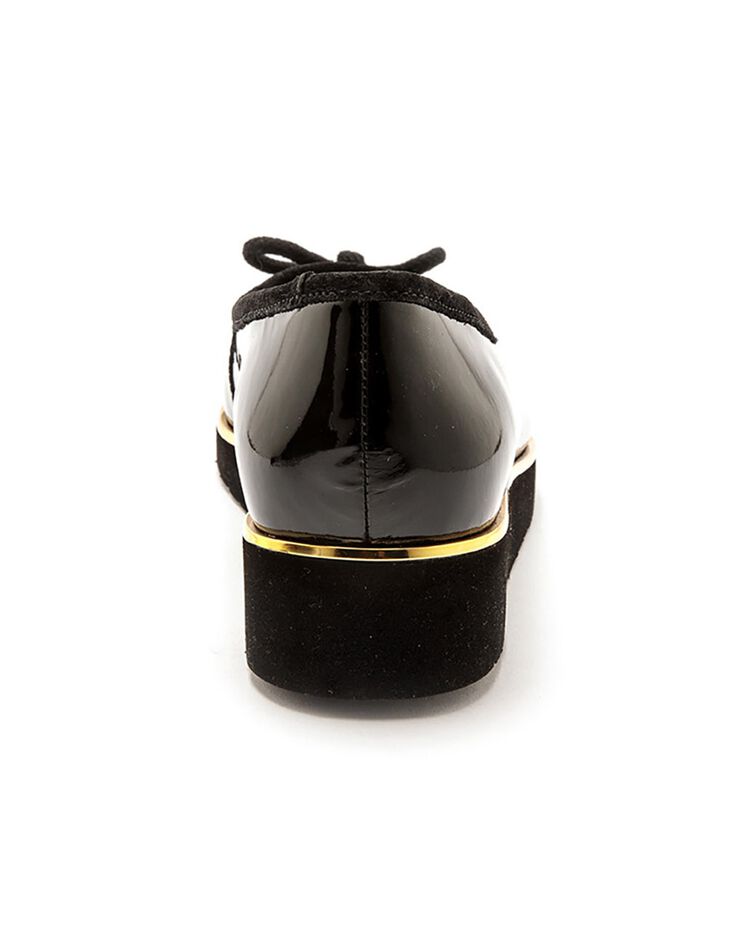 Ballerine compensée largeur confort en cuir verni - noir (noir)
