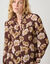 Blouse volantée imprimée floral, crépon (chocolat)