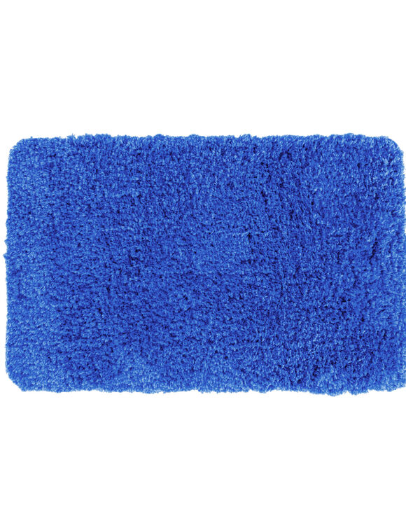 Tapis de bain uni moelleux microfibre (bleu dur)