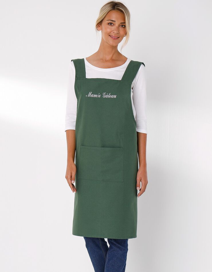 Tablier de cuisine japonais coton uni personnalisable (vert)