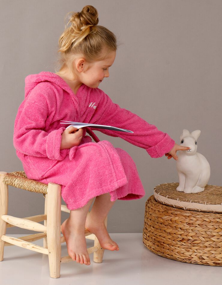 Peignoir enfant éponge à capuche personnalisable  (fuchsia)