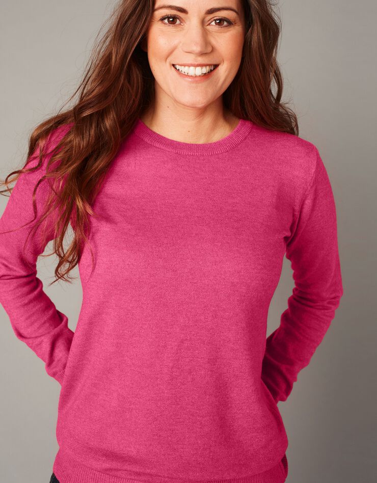 Pull col rond, laine d'agneau (FRAMBOISE CHINE) Pull col rond, laine d'agneau (FRAMBOISE CHINE)