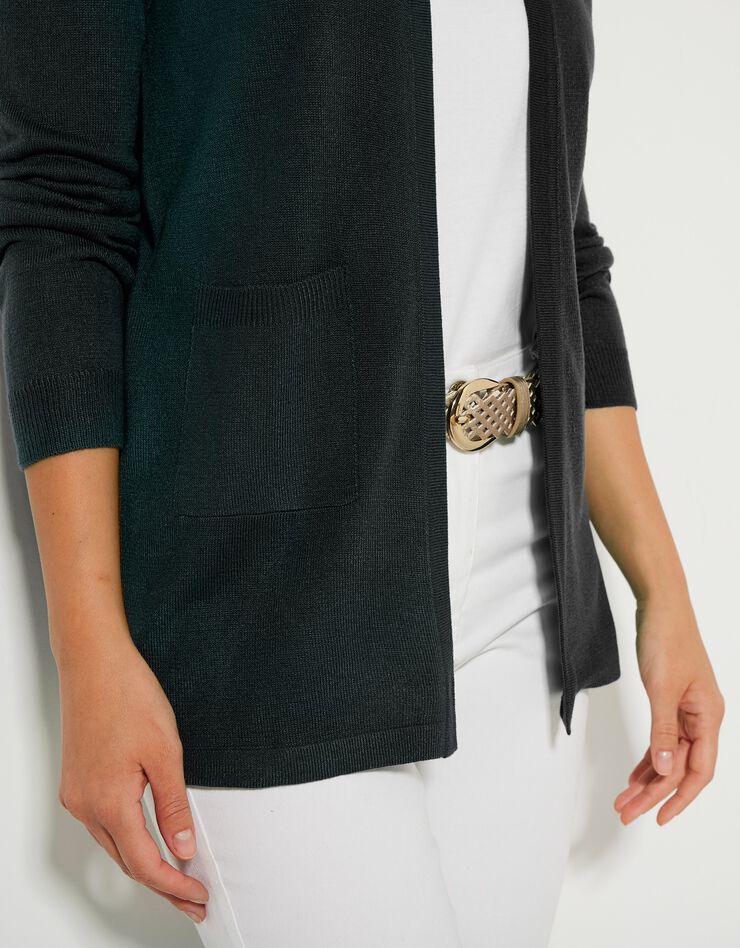 Gilet porter ouvert toucher cachemire (noir) Gilet porter ouvert toucher cachemire (noir)