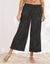 Pantalon large uni, effet seersucker (noir)