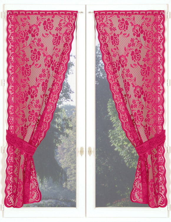 Rideau guipure - paire (framboise)