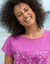 T-shirt imprimé col rond, manches courtes (violine / prune)