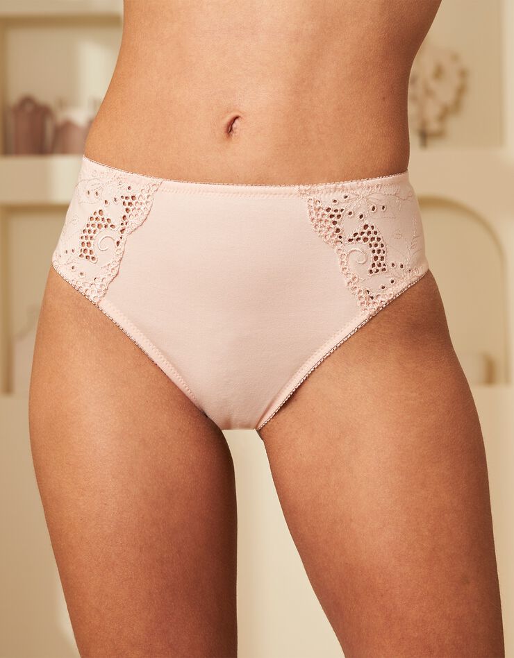 Culotte brodée forme midi coton uni Olbia - lot de 2 (poudre) Culotte brodée forme midi coton uni Olbia - lot de 2 (poudre)