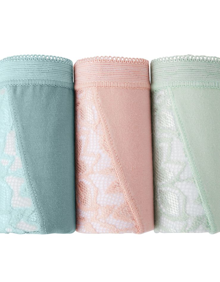 Culotte super maxi dentelle - lot de 3 (amande + rose + vert) Culotte super maxi dentelle - lot de 3 (amande + rose + vert)