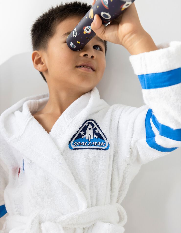 Peignoir de bain enfant astronaute éponge coton - 340g/m2 (blanc) Peignoir de bain enfant astronaute éponge coton - 340g/m2 (blanc)