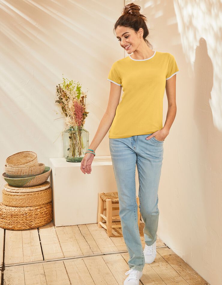 Tee-shirt bicolore manches courtes  (jaune)