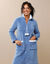 Robe de chambre maille polaire (bleu jean / écru)