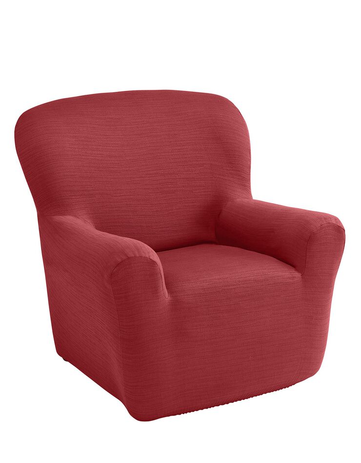 Housse extensible unie canapé fauteuil accoudoirs (bordeaux)