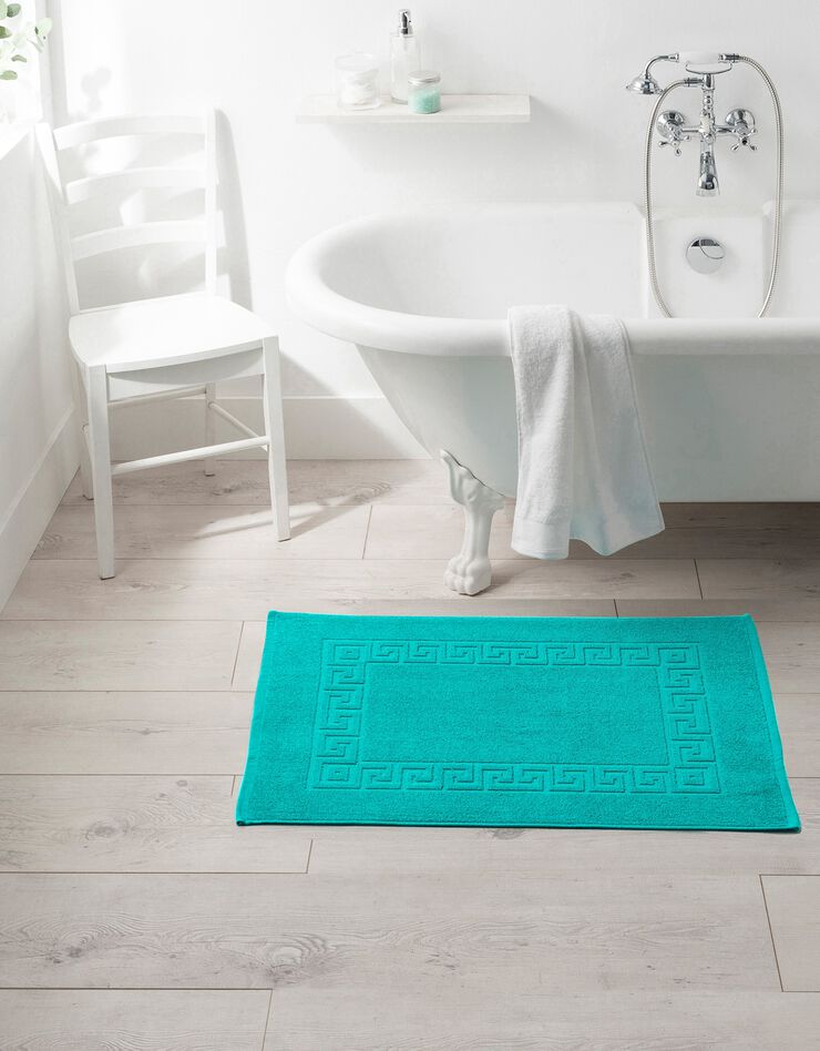 Tapis de bain éponge liteau motif frise grecque (émeraude)