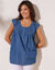 Tunique évasée col rond, denim (jeans)