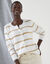 Cardigan rayures dor&eacute;es, maille poilue (blanc cass&eacute; / dor&eacute;)