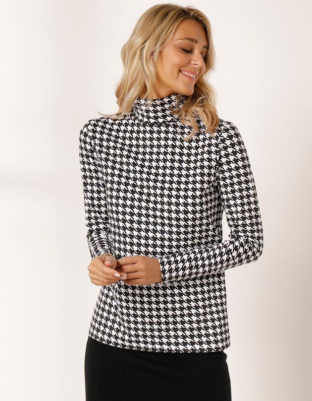 Sous-pull col montant imprimé (noir / blanc)