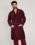 Robe de chambre polaire toucher peluche imprim&eacute; chevrons (bordeaux)