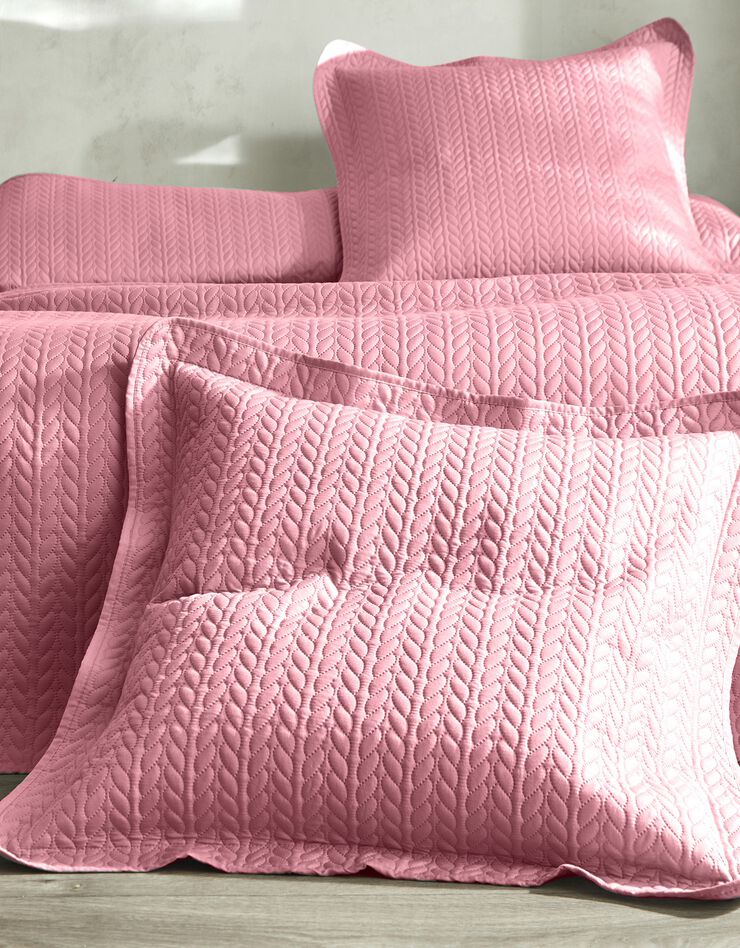 Couvre-lit matelassé microfibre motif géométrique (bois de rose)