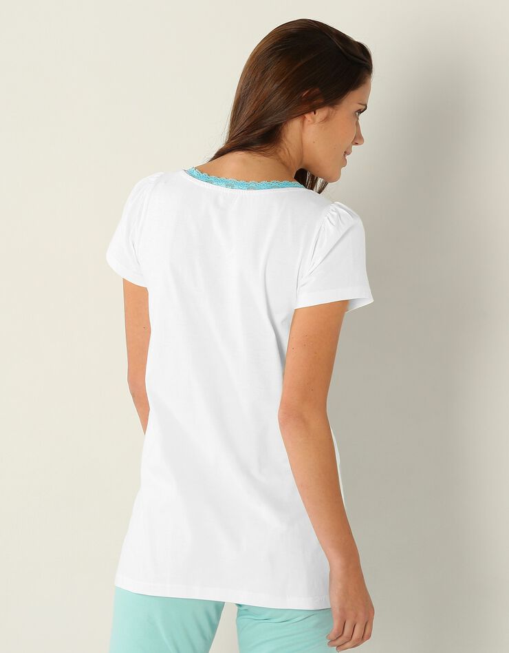 T-shirt pyjama jersey manches courtes (blanc / aqua) T-shirt pyjama jersey manches courtes (blanc / aqua)
