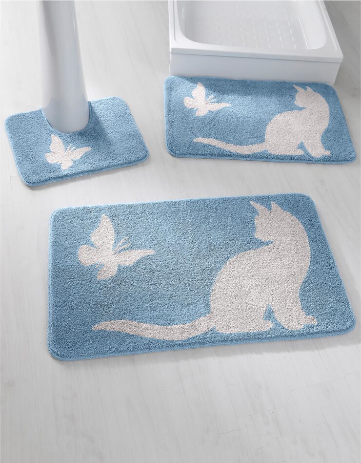 Tapis de bain fantaisie Chat & Papillon (bleuet) Tapis de bain fantaisie Chat & Papillon (bleuet)