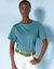 T-shirt "loose" en coton, uni (vert grisé)