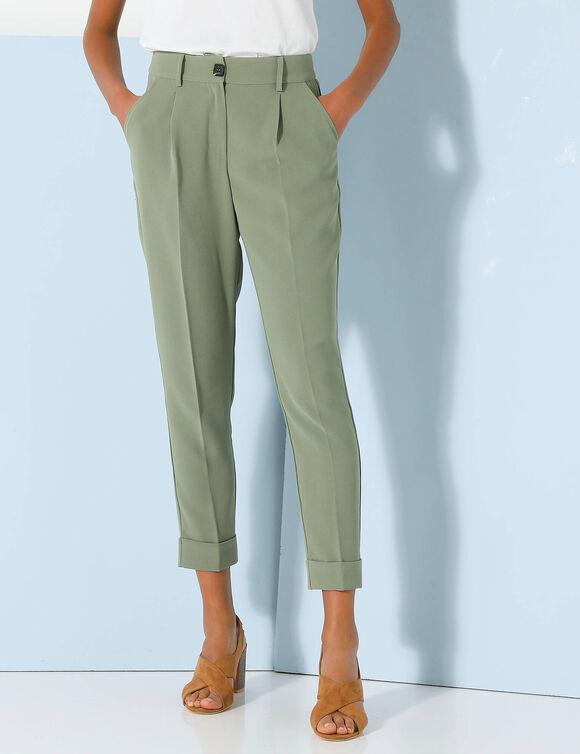 Pantalon 7/8ème fuselé fluide (kaki clair)
