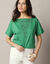 T-shirt boite brodé, manches courtes amples (vert)
