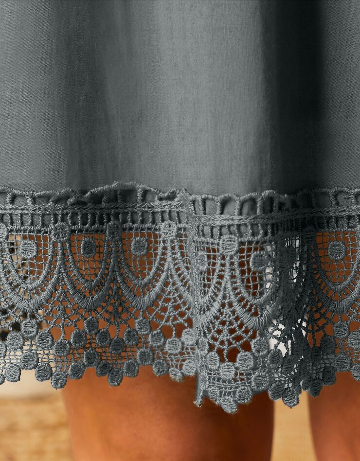 Robe évasée macramé, coton (bronze)