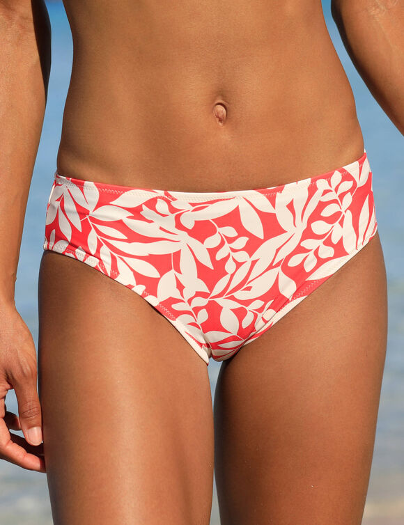 Bas de maillot de bain forme midi imprimé Linao (grenadine / écru)