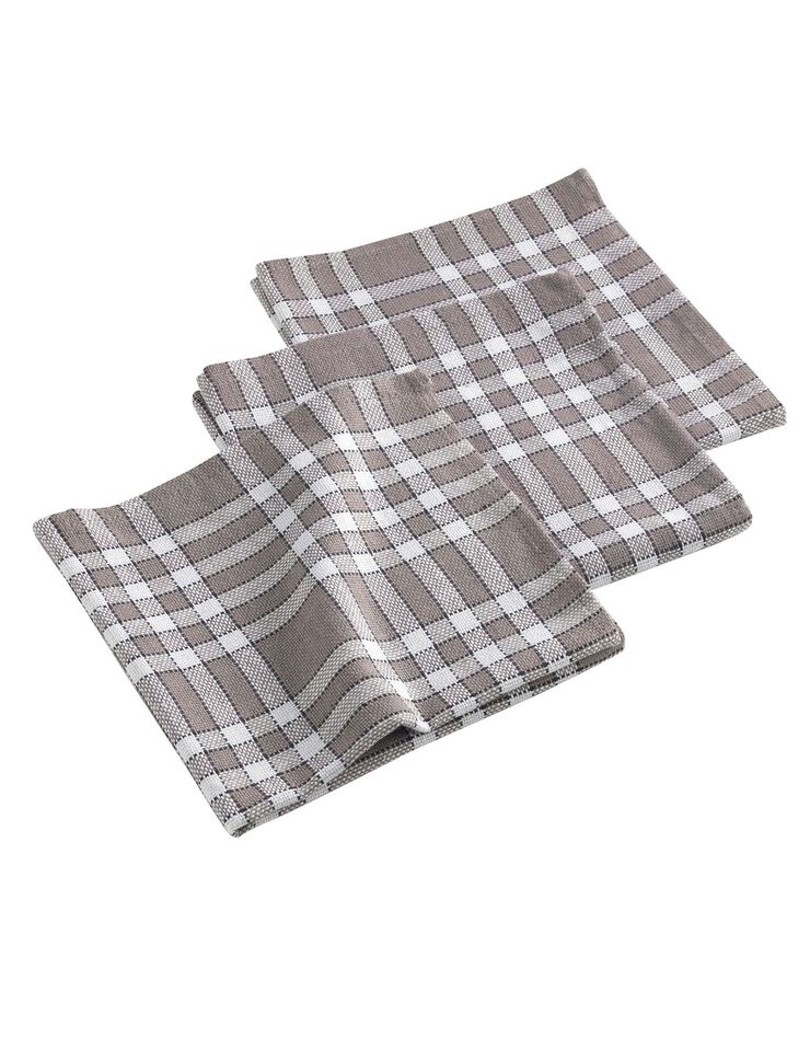 Serviette de table carreaux - Lot de 3 (taupe) Serviette de table carreaux - Lot de 3 (taupe)