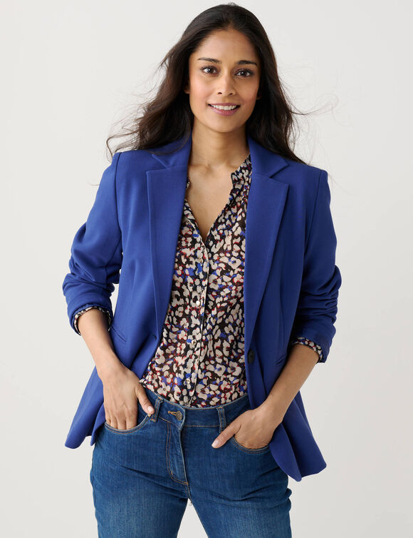 Veste blazer fluide, manches longues (bleu encre)