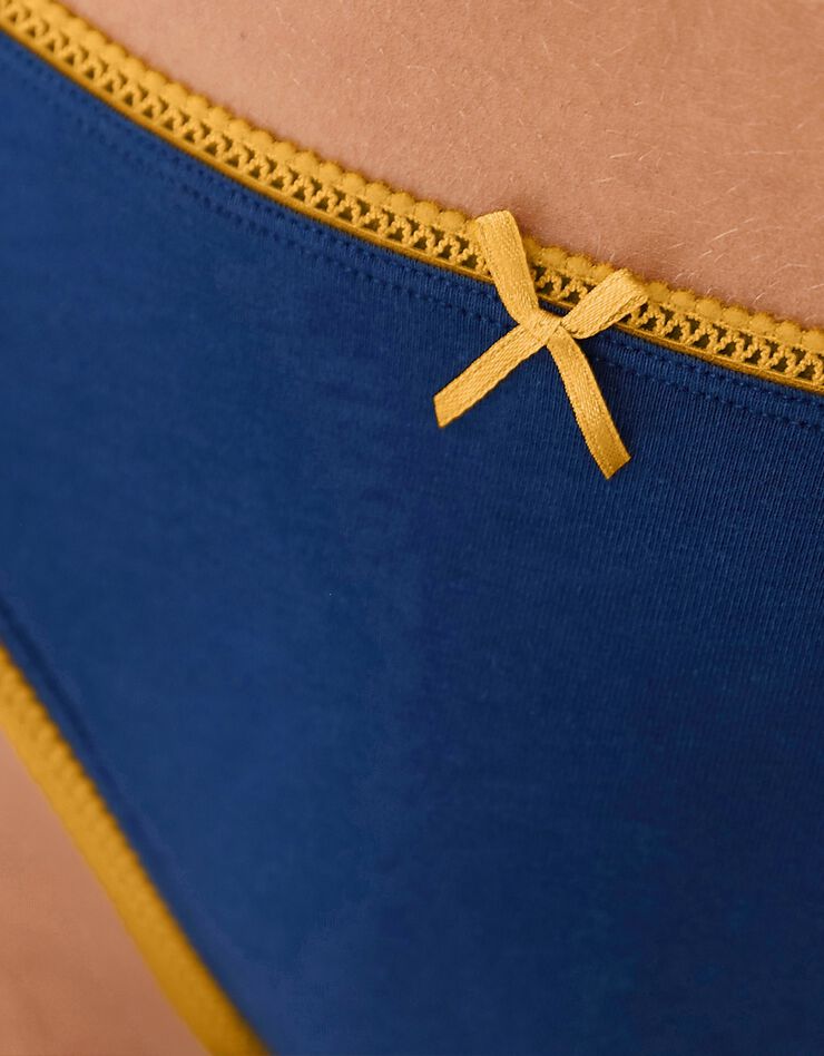 Culotte coton forme midi imprimé motifs « étoiles »  assortis – Lot de 4 (marine / safran)