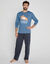 Pyjama coton imprim&eacute; message, manches longues (bleu / gris)