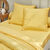 Linge de lit uni coton lav&eacute; (jaune)
