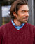 Pull col V maille irlandaise (bordeaux chiné)