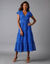 Robe longue dentelle macramé (bleu)