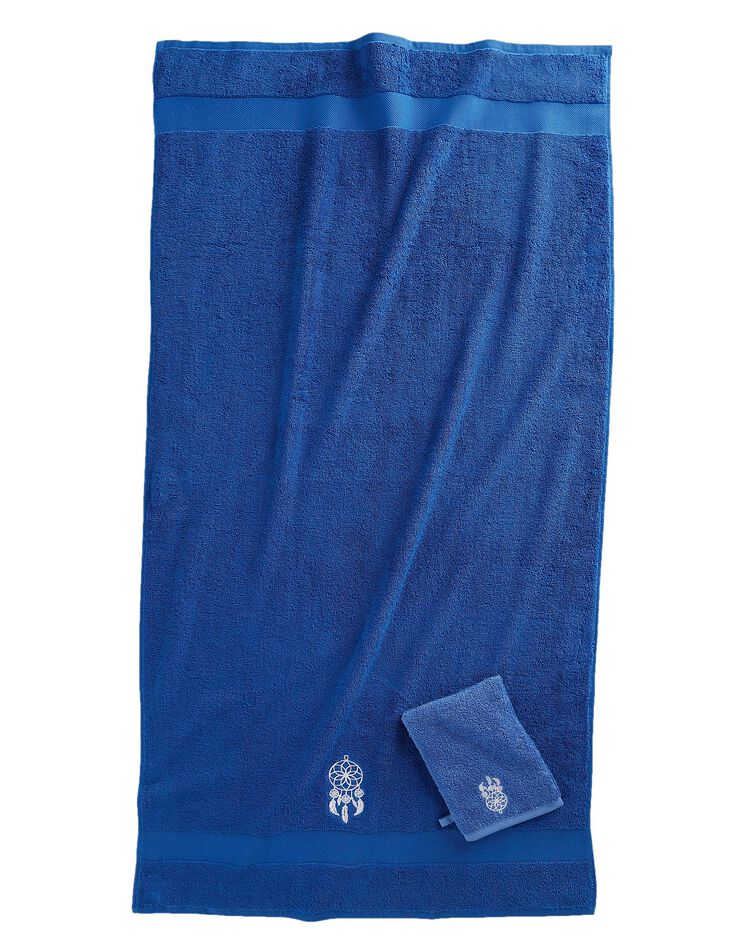 Éponge coton broderie attrape rêves - 420g/m² (bleu dur)