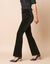 Legging bootcut taille élastiquée, maille velours (noir)