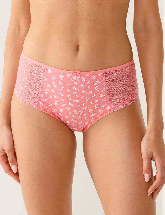 Culotte maxi coton dentelle imprimé fleuri Coria - lot de 2 (rose)