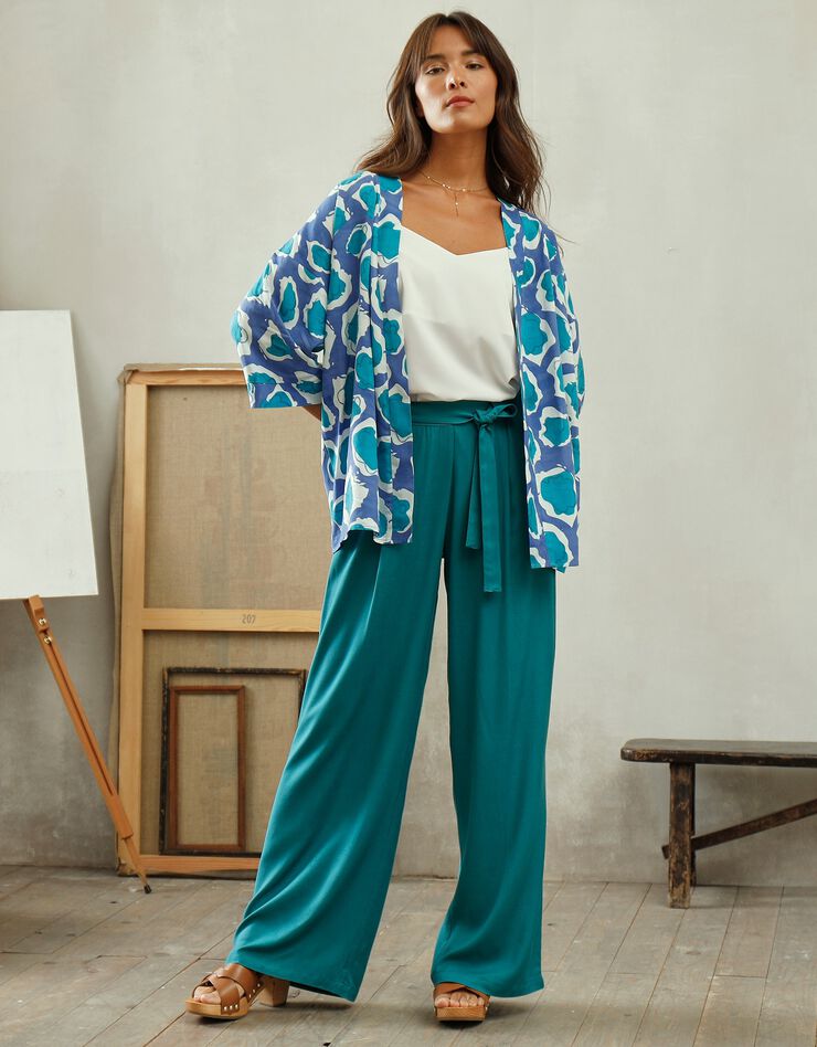 Pantalon fluide uni, collection "Odette Lepeltier" (vert) Pantalon fluide uni, collection "Odette Lepeltier" (vert)