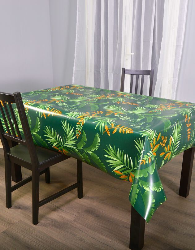 Nappe toile cirée imprimé feuillage tropical (vert)