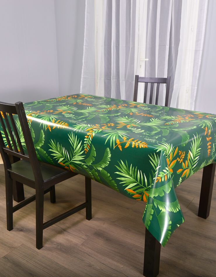 Nappe toile cirée imprimé feuillage tropical (vert) Nappe toile cirée imprimé feuillage tropical (vert)