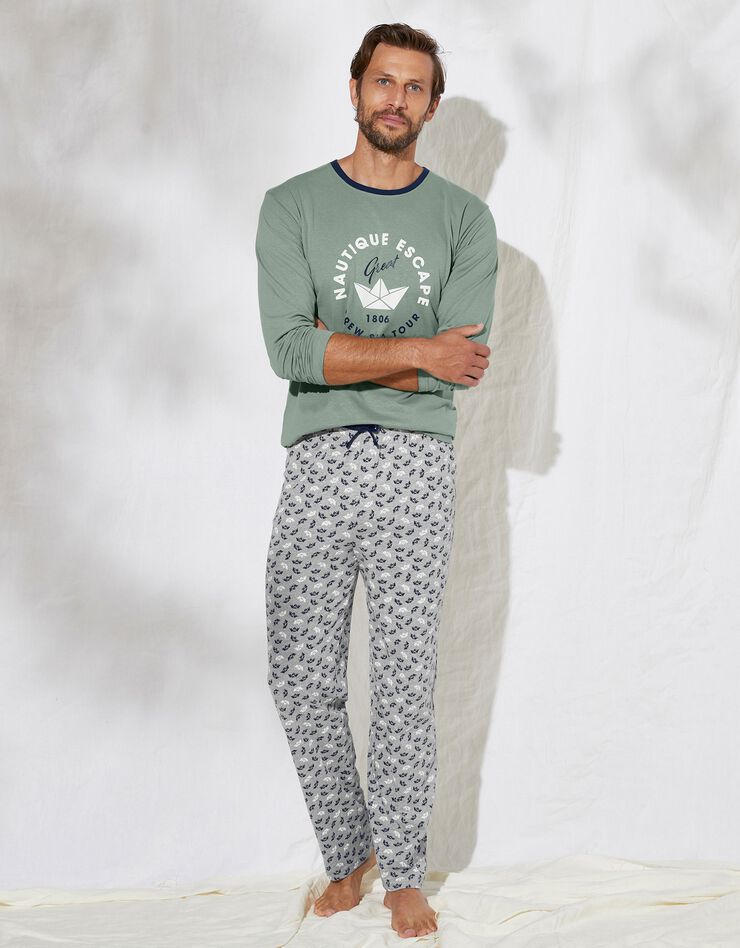 Tee-shirt pyjama imprimé manches longues (vert) Tee-shirt pyjama imprimé manches longues (vert)