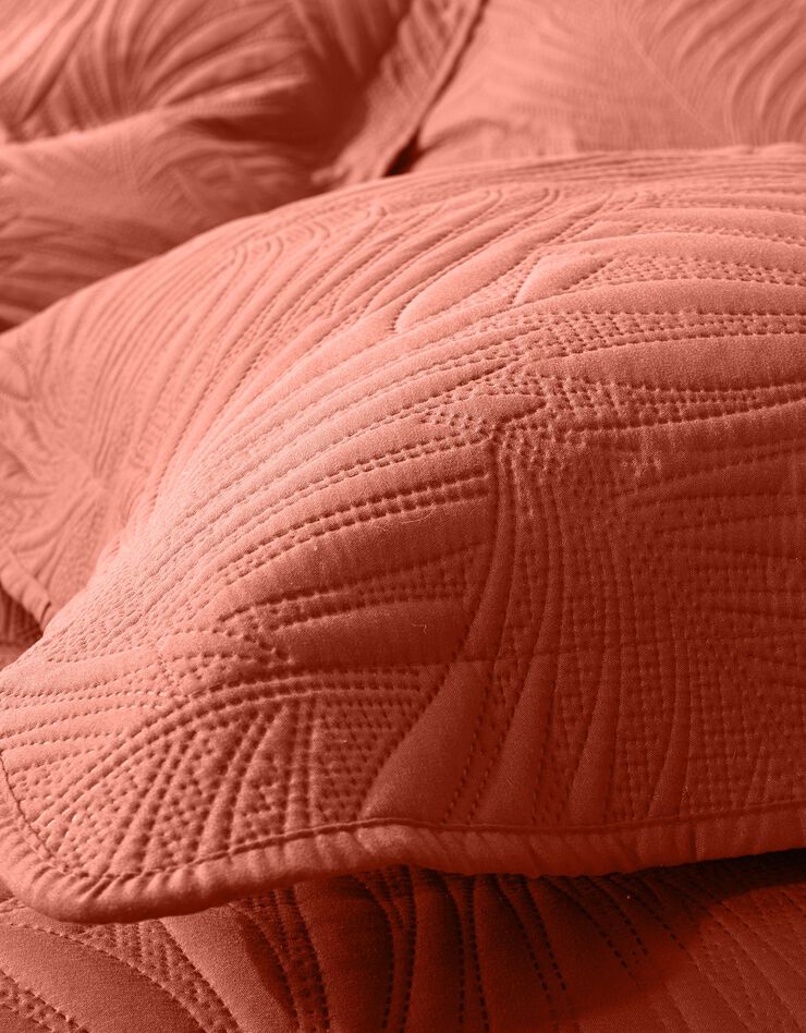 Couvre-lit uni matelassé reliéfé "feuillage" (terracotta)