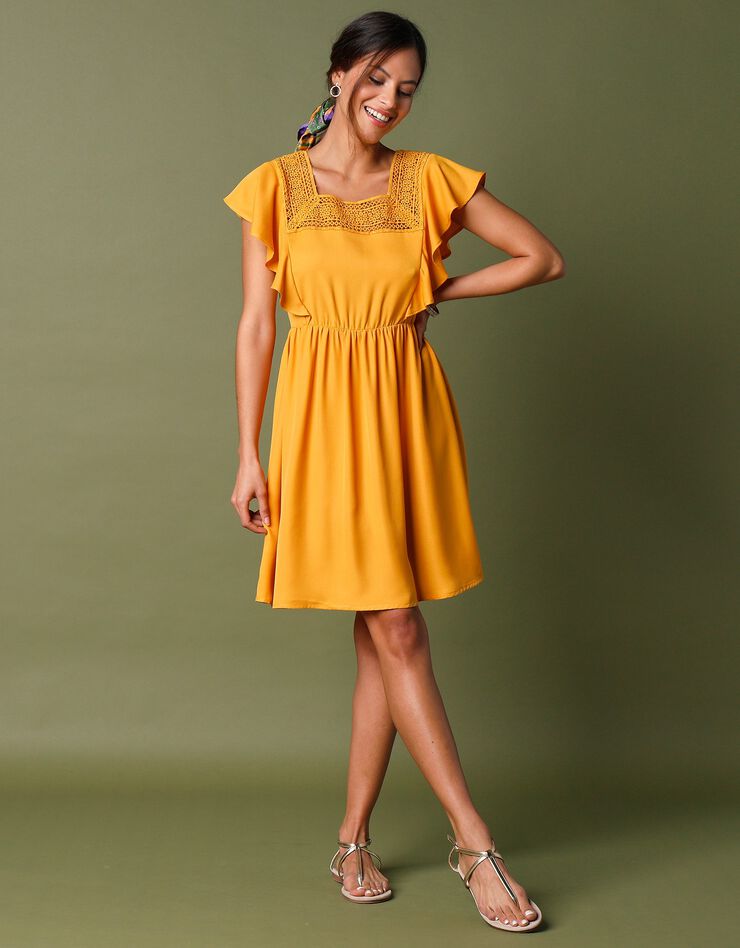 Robe ample courte manches papillon (safran)
