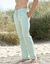 Pantalon toile ceinture élastiquée (vert d'eau)