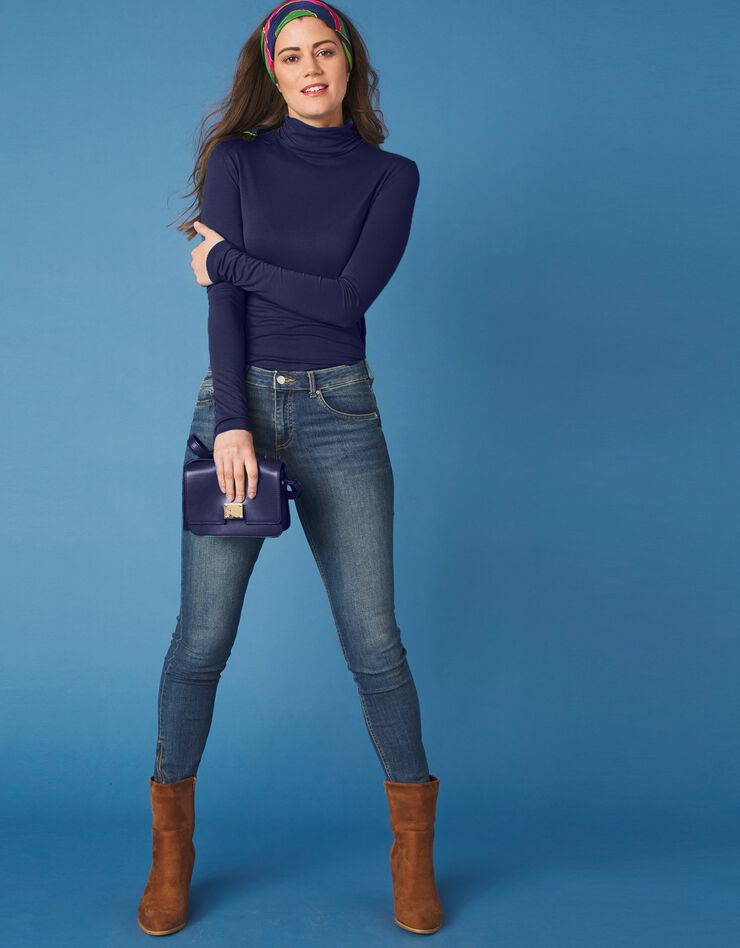 Sous-pull col roulé viscose stretch (marine)