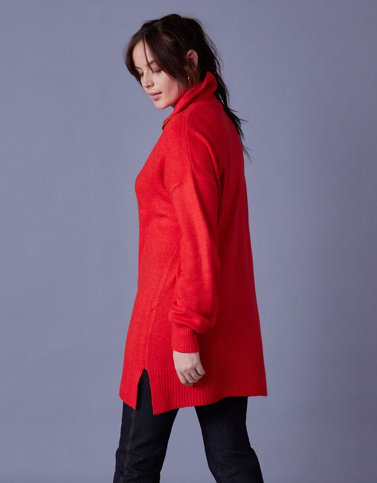 Pull tunique col camionneur (rouge) Pull tunique col camionneur (rouge)