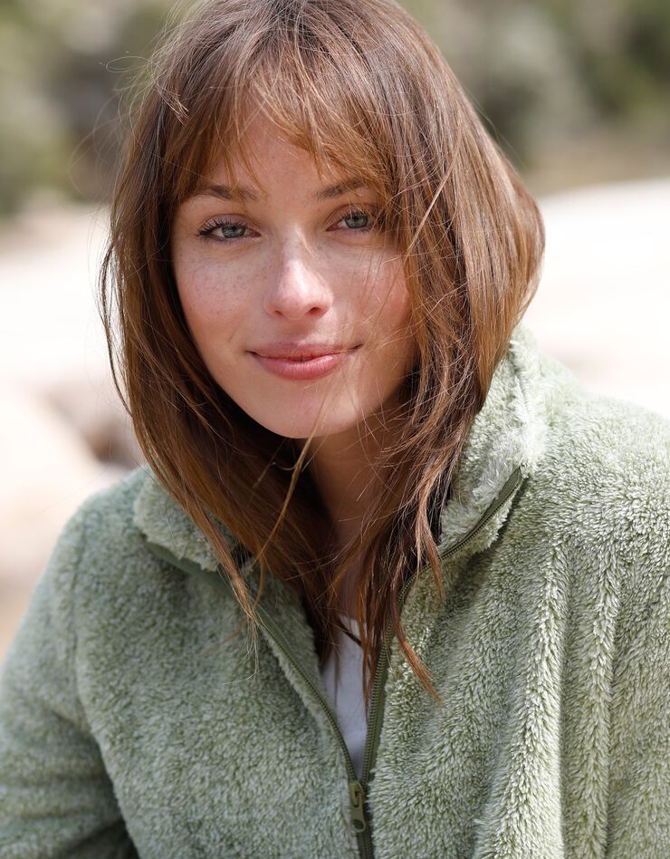Veste zippée maille peluche (vert chiné) Veste zippée maille peluche (vert chiné)